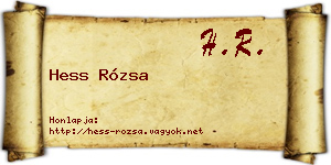 Hess Rózsa névjegykártya